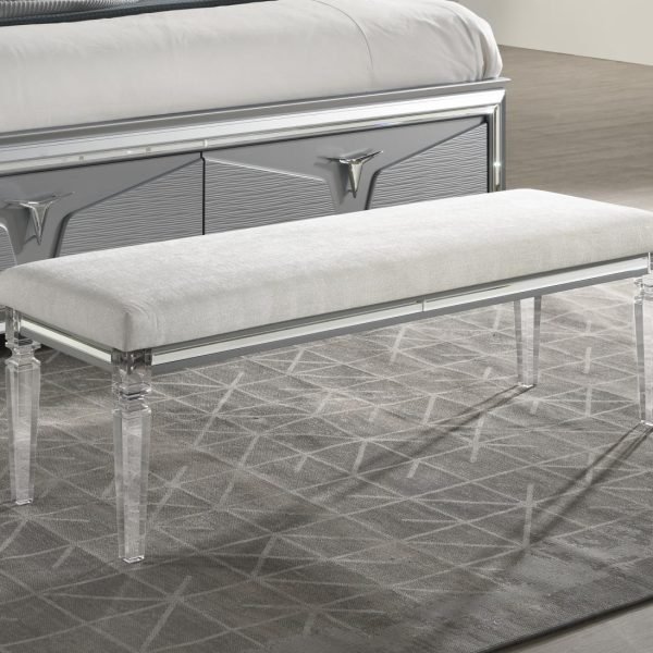 Clara-OLIVE SILVER BENCH
