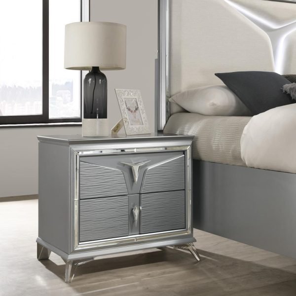 Clara-OLIVE SILVER NIGHTSTAND