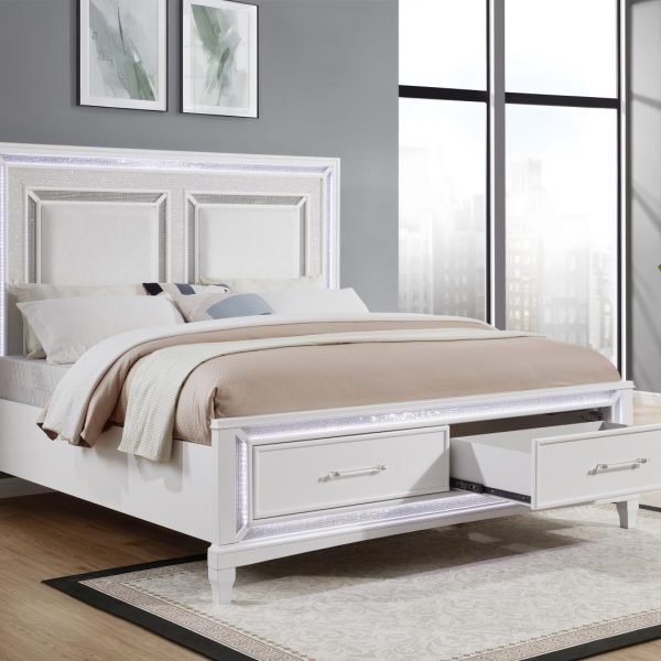 Quentin-WHITE LED KING BED