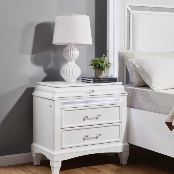 Quentin-WHITE LED Nightstand