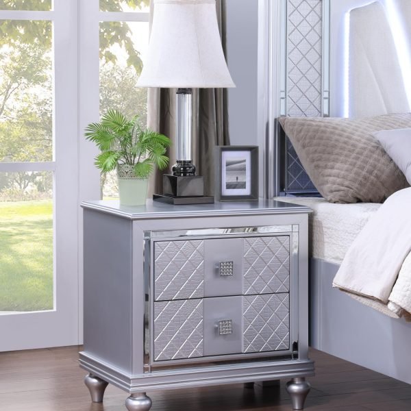 Sebastian-SILVER Nightstand W/USB