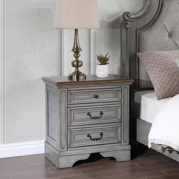 Nadia-GRAY RUSTIC NIGHTSTAND