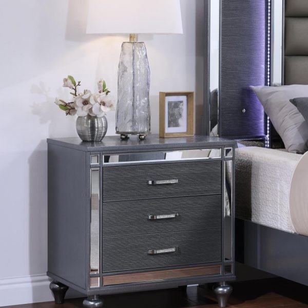 Oscar-CHARCOAL GLOSS NIGHTSTAND