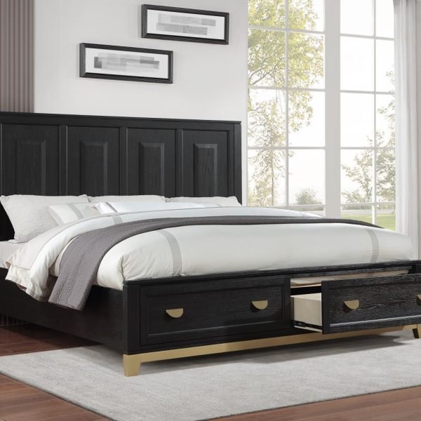 Reese-BLACK/GOLD KING BED