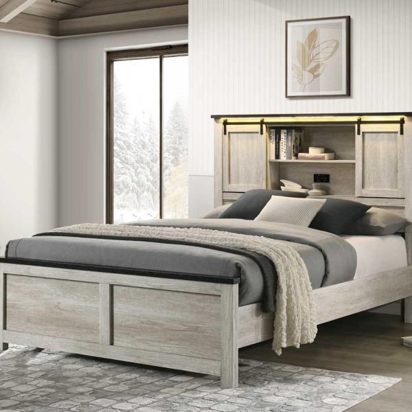 Xena-ANTIQUE WHITE QUEEN BED