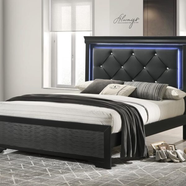 Emma-BLACK TWIN LED BED FRAME