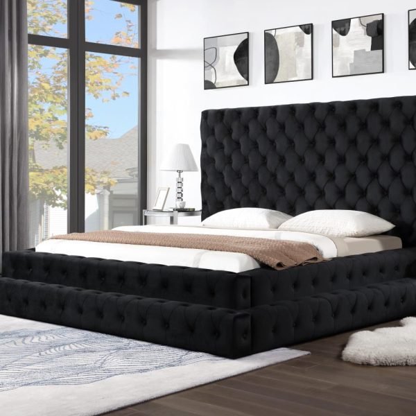 Imogen-BLACK VELVET KING BED