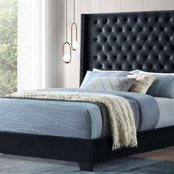 Violet-BLACK VELVET QUEEN BED