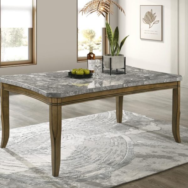 Alistair-DARK DRAY BRUSH RECTANGULAR DINING TABLE..TOP COLOR: GRAYSTONE MARBLE..