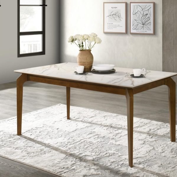 Hermione-DARK WALNUT RECTANGULAR DINING TABLE..TOP COLOR: WHITE PORCELAIN