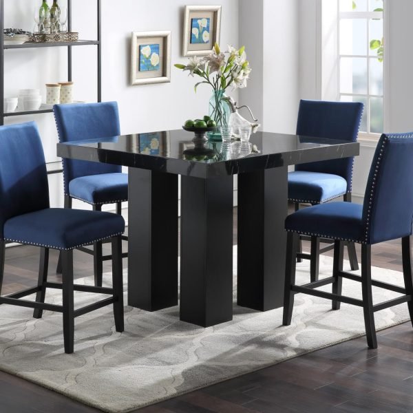 Isidora-COUNTER TABLE & 4 BLUE CHAIRS