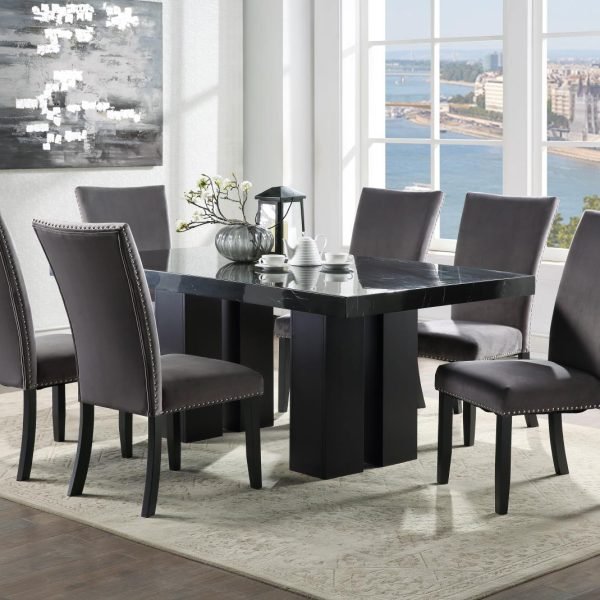 Philemon-BLACK FAUX MARBLE DINING TABLE