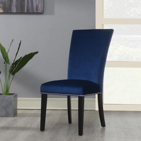 Alaric-BLUE VELVET DINING CHAIR (PRICE PER CHAIR )