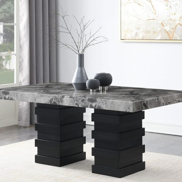 Ambrose-GRAY FAUX MARBLE DINING TABLE