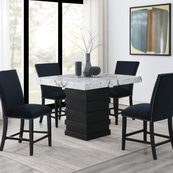 Theodora-COUNTER TABLE & 4 BLACK CHAIRS