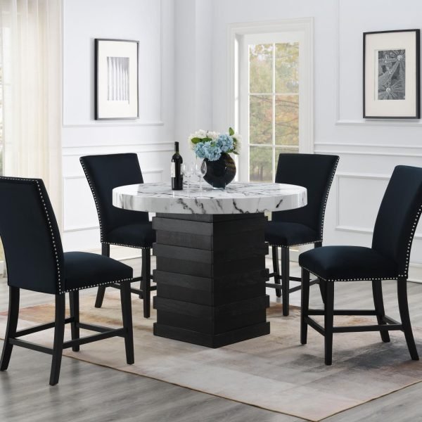 Juniper-COUNTER TABLE & 4 BLACK CHAIRS