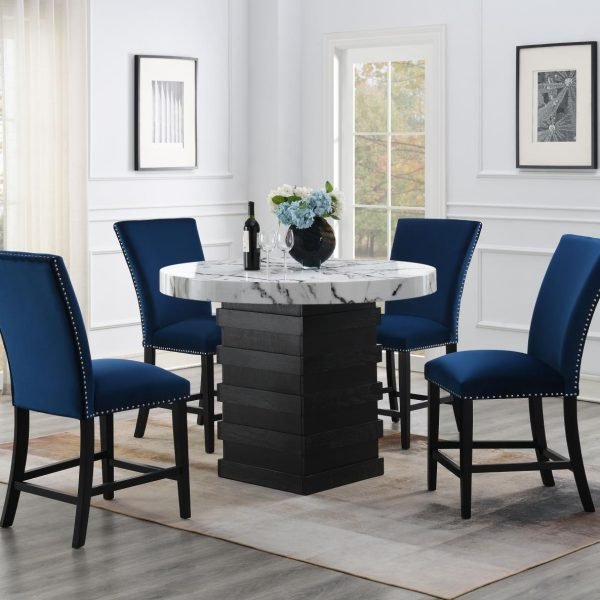 Juniper-COUNTER TABLE & 4 BLUE CHAIRS