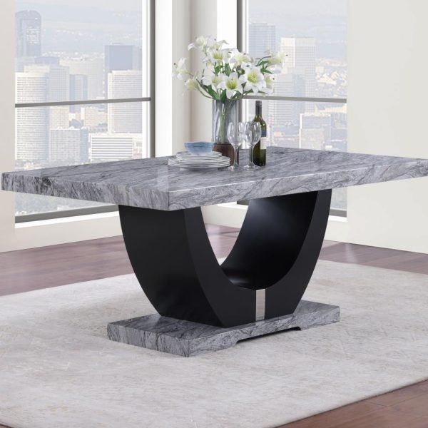Florentine-GRAY FAUX MARBLE DINING TABLE