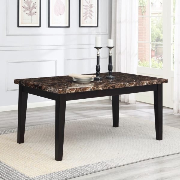 Barnaby-BROWN FAUX MARBLE DINING TABLE