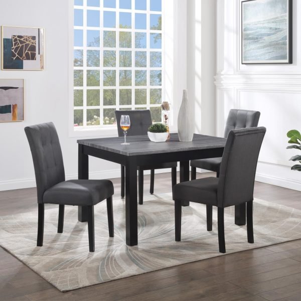 David-GRAY DINING TABLE W/ 4 CHAIRS