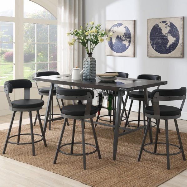 Titus-TABLE & 6 BLACK CHAIRS