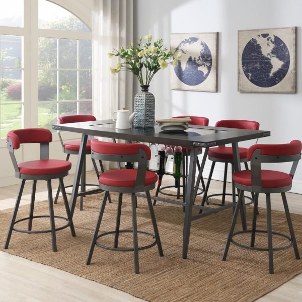 Titus-TABLE & 4 RED CHAIRS
