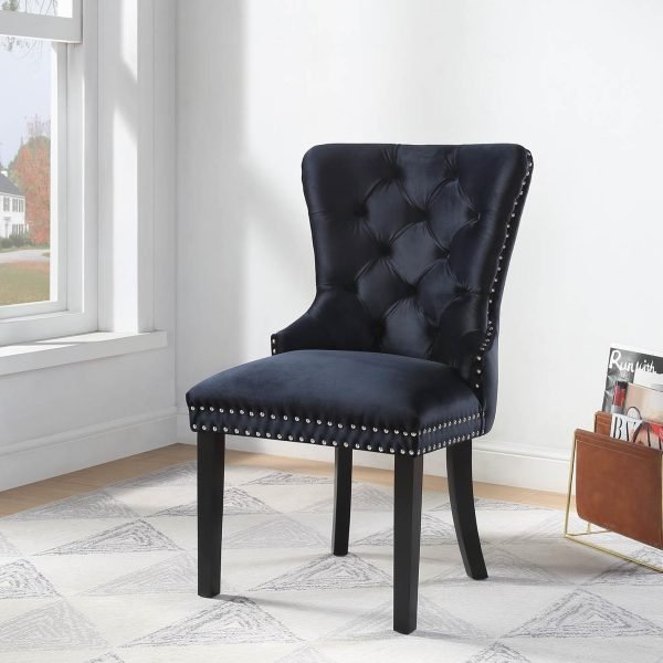 Ophelia-BLACK VELVET DINING SIDE CHAIR (Price Per Chair )