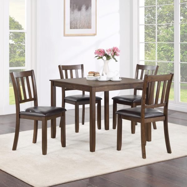 Iago-WALNUT DINING TABLE W/ 4 CHAIRS