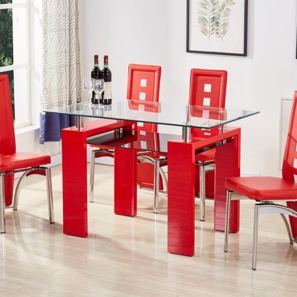 Ceres-RED GLASS DINETTE TABLE