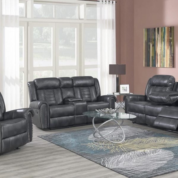 Angela  -GRAY PU MATCH MOTION LOVESEAT