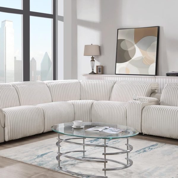 Belinda  -6 PC WHITE POWER RECLINING SECTIONAL W/POWER HEADREST