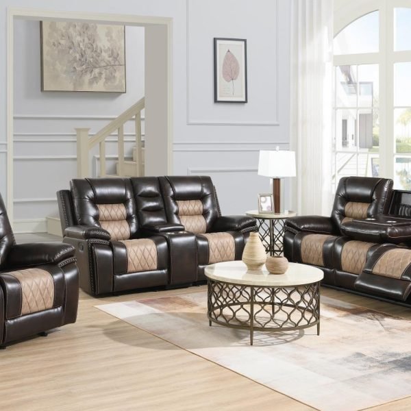 Bennett  -BROWN MOTION SOFA W/DROP DOWN, AND TWO WIRELESS CHARGERS