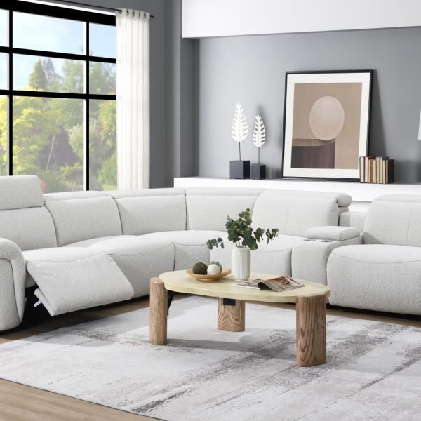 Brent  -6 PC BEIGE POWER RECLINING SECTIONAL W/POWER HEADREST