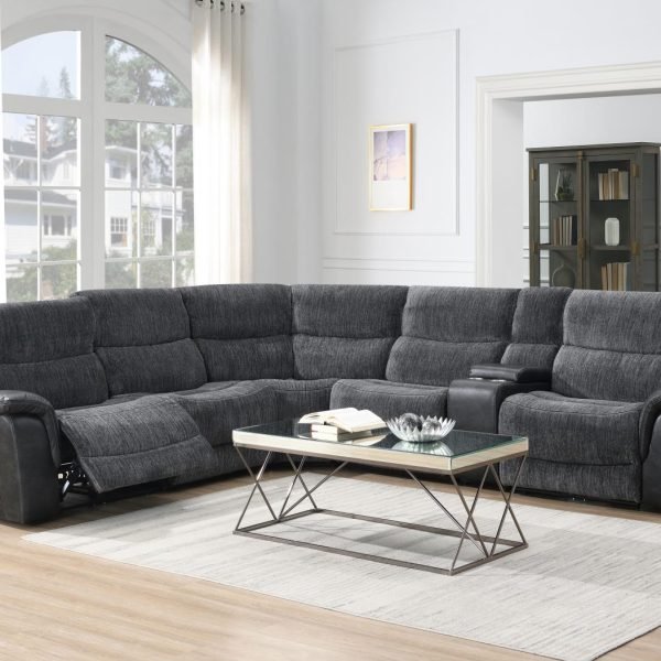 Chloe  -6 PC DARK GRAY POWER RECLINING SECTIONAL W/POWER HEADREST