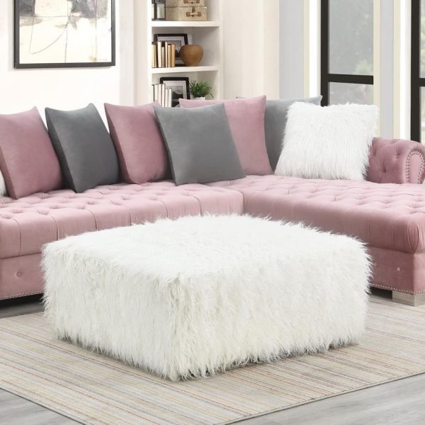Miranda  -WHITE FUR OTTOMAN