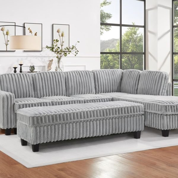 Olivia  -BLACK CORDUROY OTTOMAN