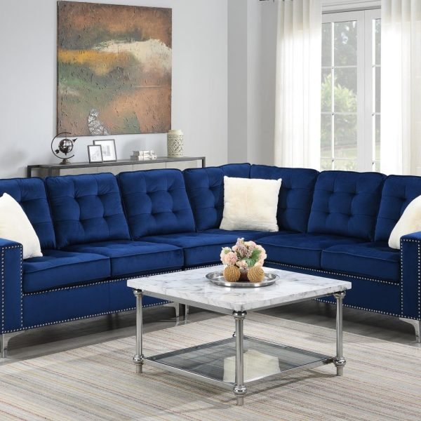 Peyton  -BLUE VELVET 4 PC SECTIONAL