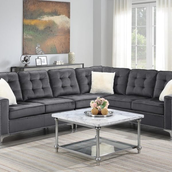 Piper  -DARK GRAY VELVET 4 PC SECTIONAL