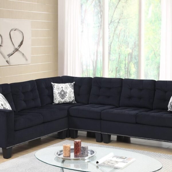 Quincy  -BLACK VELVET 4 PC SECTIONAL