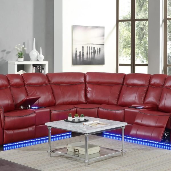 Simon  -RED 3 PC POWER RECLINING SECTIONAL (2 PWR)