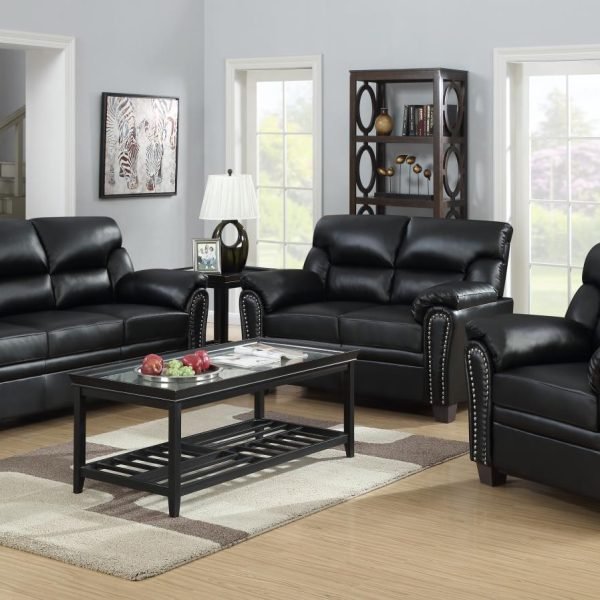 Vera  -BLACK LOVESEAT W/NAILHEAD