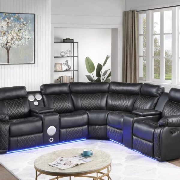 Zach  -BLACK MOTION 3 PC SECTIONAL W/BLUETOOTH SPEAKER
