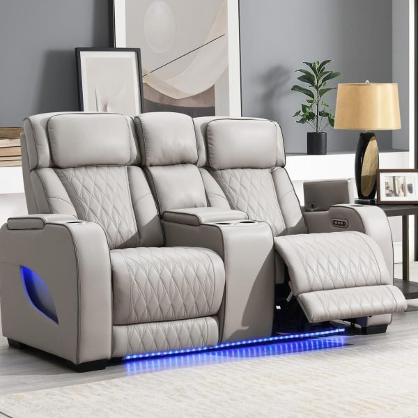 Ashy  -GRAY POWER RECLINING W/PWR HEADREST, MASSAGE, HEAT, AMBIENT LIGHT, STORAGE ARMS/USB AND WIRELESS...