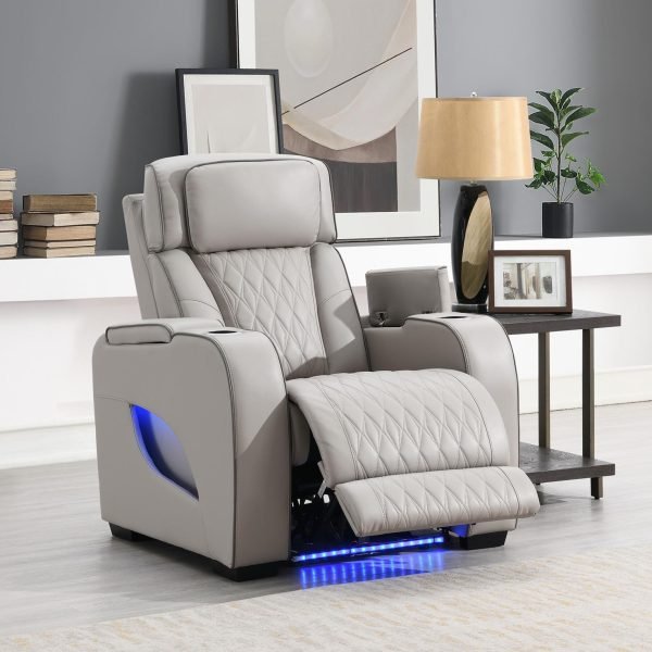 Ashy  -GRAY POWER RECLINING W/PWR HEADREST, MASSAGE, HEAT, AMBIENT LIGHTING, STORAGE ARMS/USB AND WIREL...