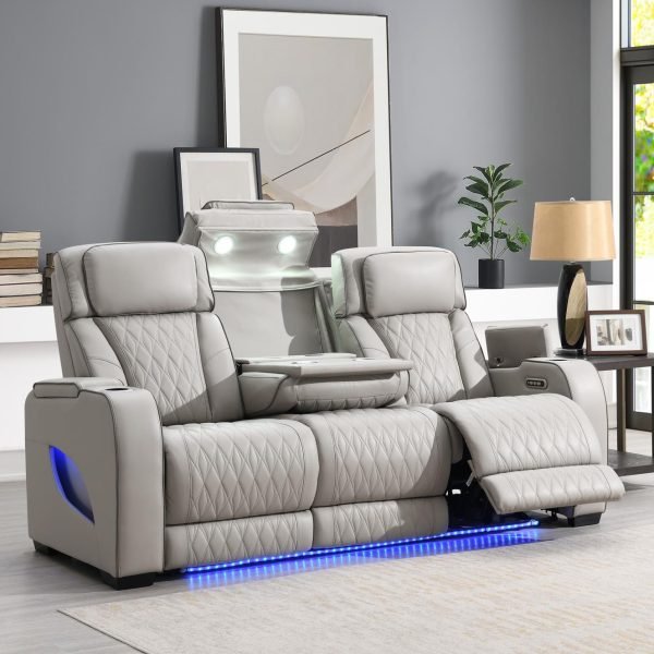 Ashy  -GRAY POWER RECLINING W/PWR HEADREST, READING LIGHT, MASSAGE, HEAT, AMBIENT LIGHTING, STORAGE ARM...