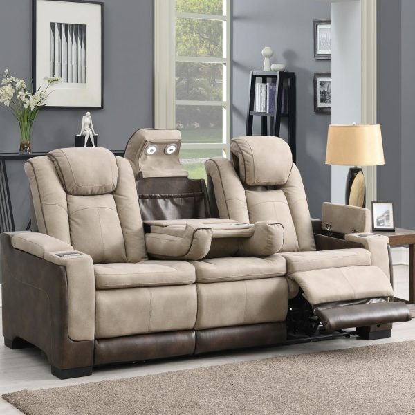 Quincy-SAND POWER RECLINING W/PWR HEADREST, READING LIGHT, MAGZINE POCKET, STORAGE ARMS/USB AND WIRELES...