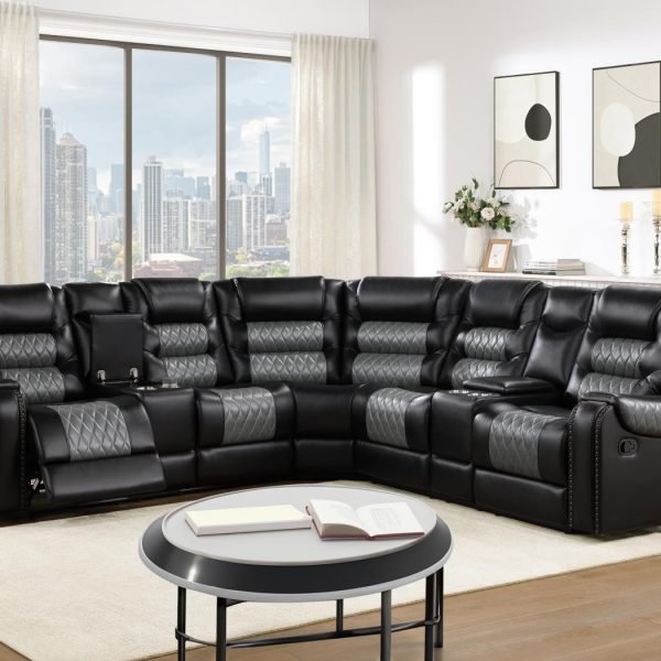 Uriah-BLACK/GRAY MOTION 3 PC SECTIONAL