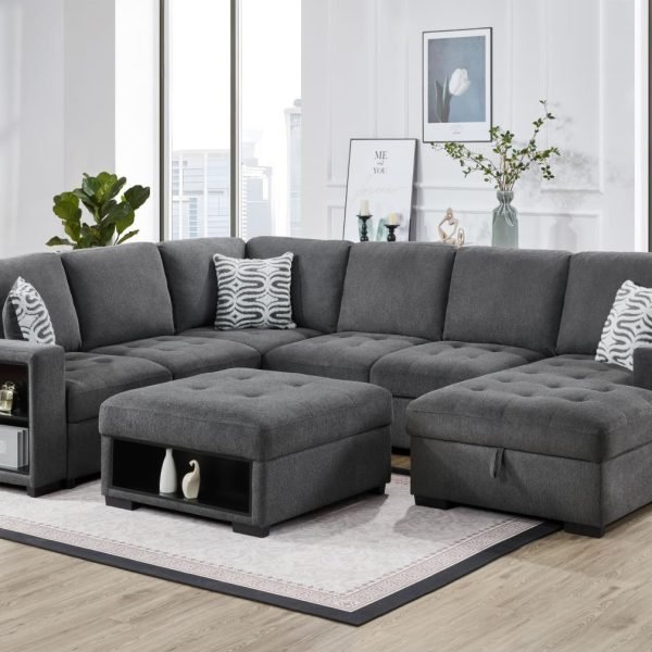 Laura  -GRAY 3 PC SECTIONAL W/USB (TYPE A+C)
