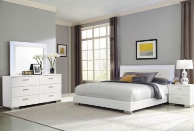 Felicity 4-piece California King Bedroom
  Set White Gloss