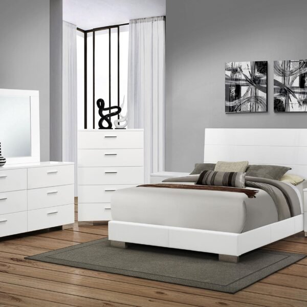 Felicity 6-piece Eastern King Bedroom
Set White High Gloss